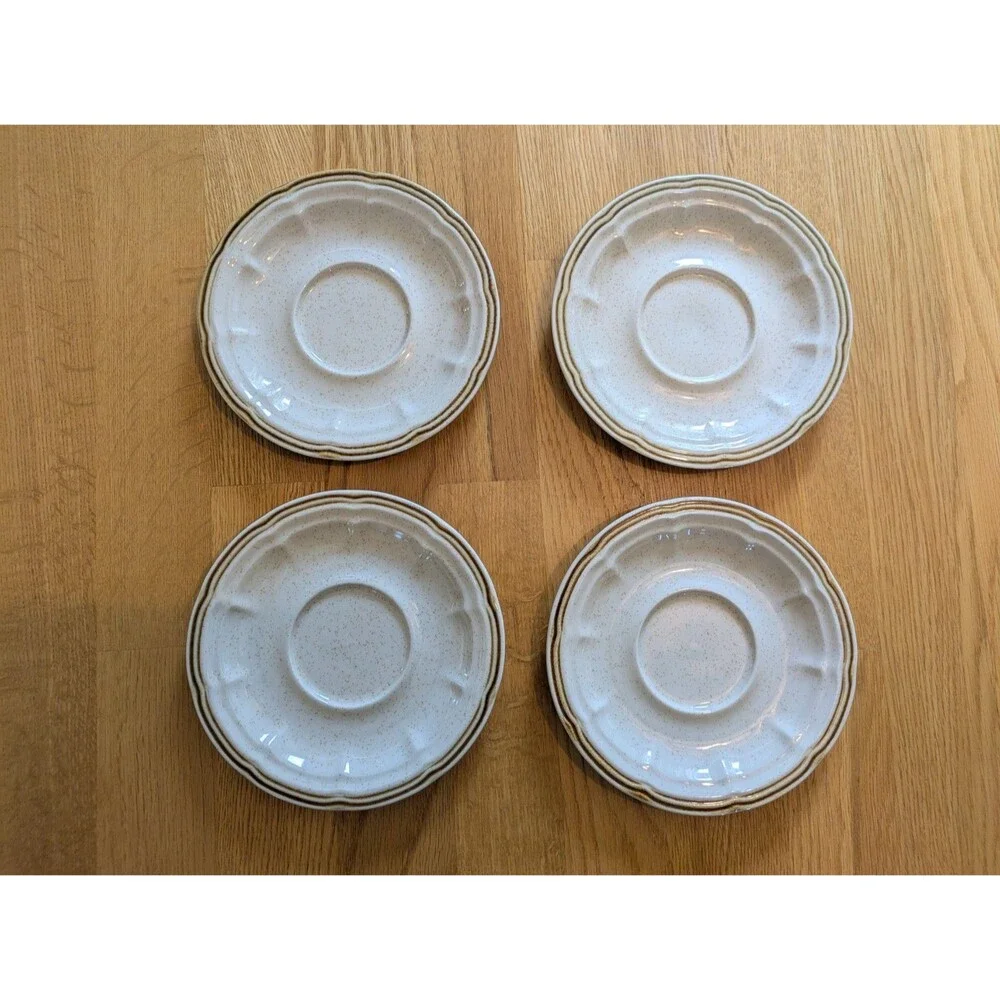 Set Of 4 Crown Manor Autumn Blossom Handpainted Stoneware Saucers Japan 6-1/4